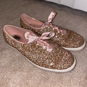 Women's Keds x kate spade New York rose gold glitter 8.5